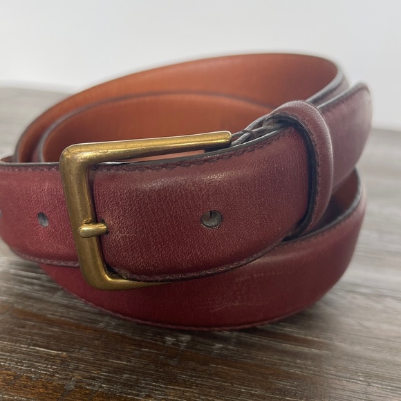 Polo Ralph Lauren Genuine Leather Belt Size 42 Brown with Gold Tone Hardware - Picture 1 of 9